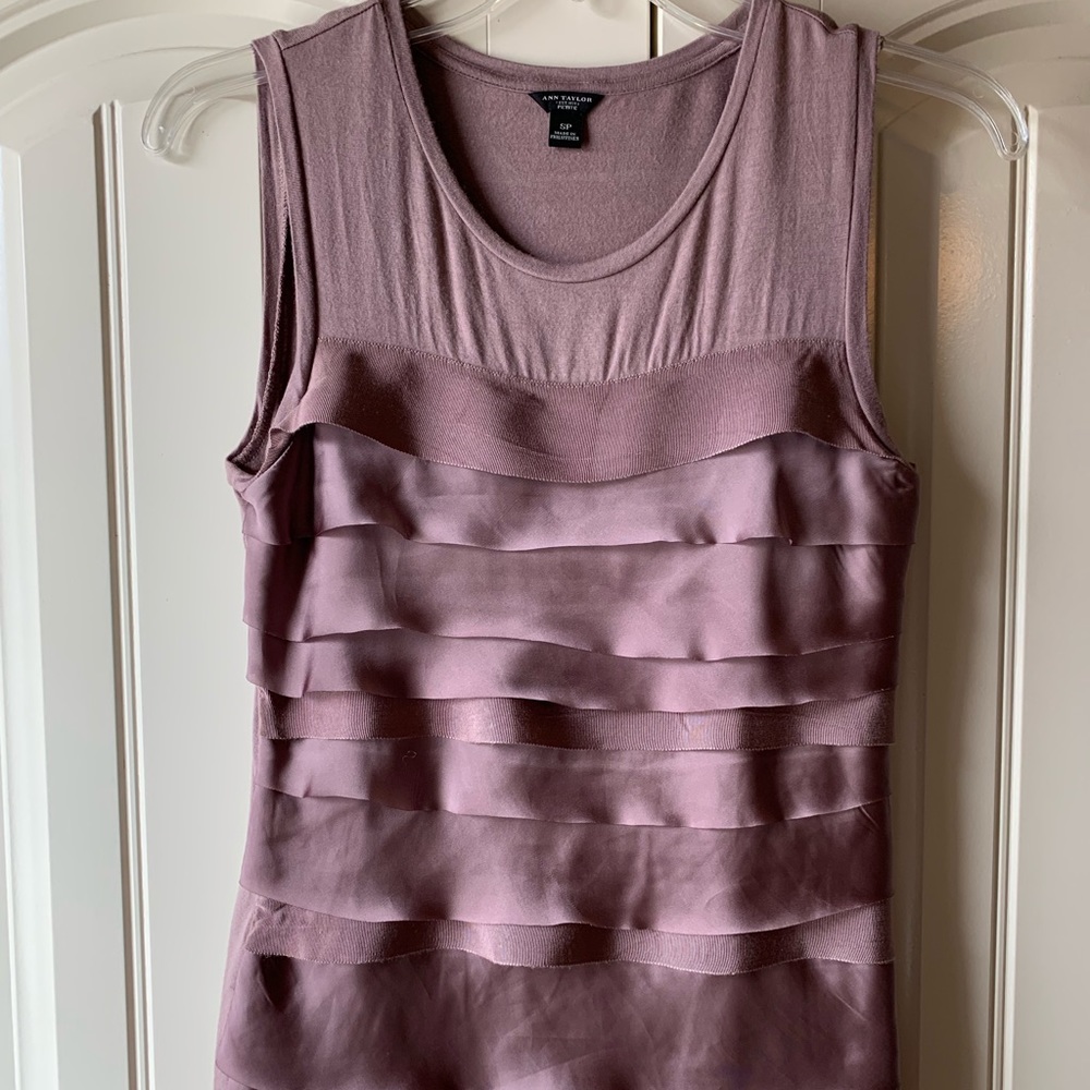 Ann Taylor Loft Rose Satin Ruffle Tank